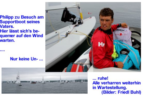 Philipp zu Besuch am Supportboot seines Vaters